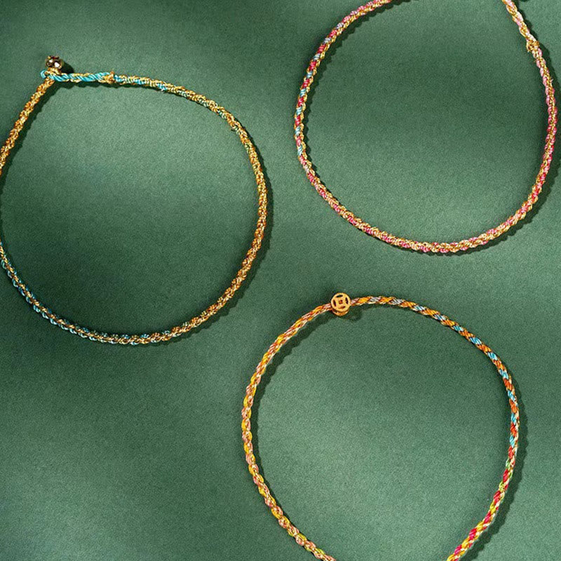 Buddha Stones Colorful Rope Luck Coin Bead Abundance Extra Thin Braided Bracelet - image 23