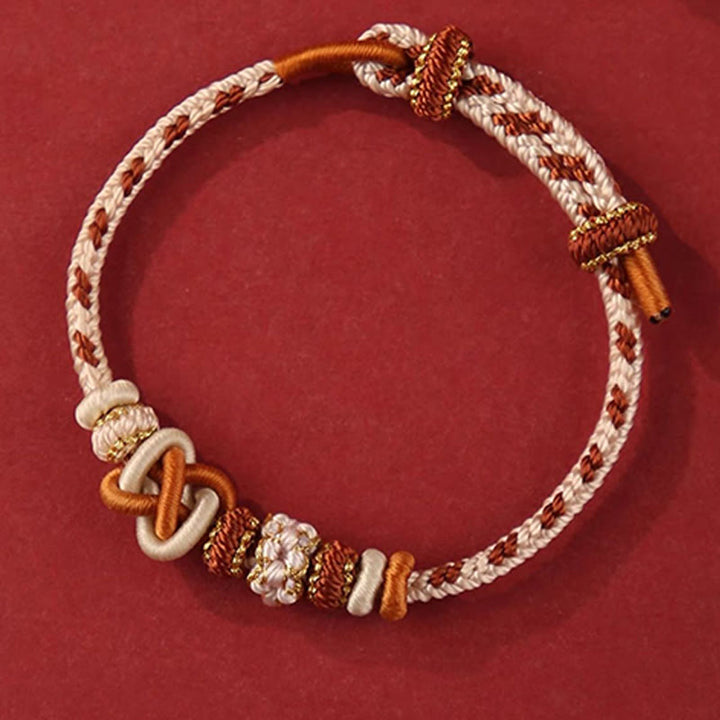 Buddha Stones Handcrafted Peach Blossom Peace Knot Colorful Rope Adjustable Bracelet - image 9