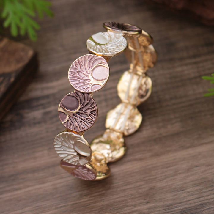 Buddha Stones The Tree Of Life Creation Enamel Alloy Bracelet - Pink(Wrist Circumference: 5.9-7.1 inch) - image 4