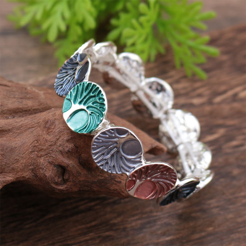 Buddha Stones The Tree Of Life Creation Enamel Alloy Bracelet - image 8