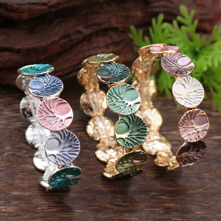 Buddha Stones The Tree Of Life Creation Enamel Alloy Bracelet - image 9