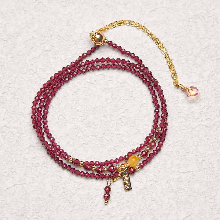 Buddha Stones Small Natural Garnet Passion Triple Wrap Bracelet - image 2