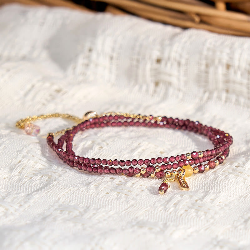 Buddha Stones Small Natural Garnet Passion Triple Wrap Bracelet - image 3