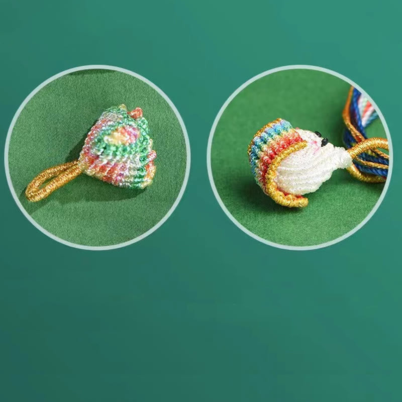 Buddha Stones Colorful Rope Peach Blossom Knot Zongzi Braided Bracelet - image 16