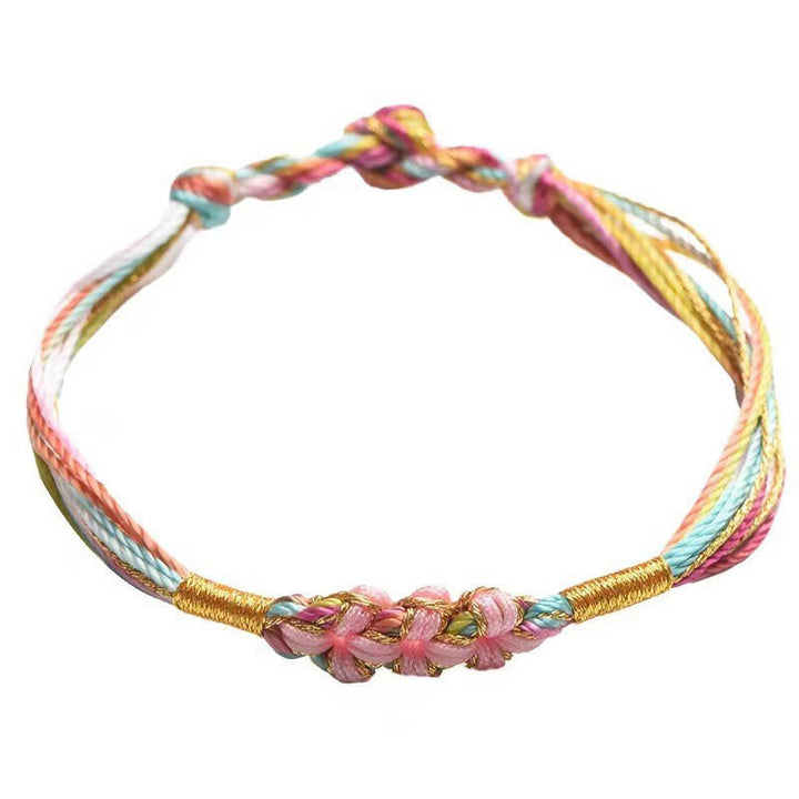 Buddha Stones Colorful Rope Peach Blossom Knot Zongzi Braided Bracelet - image 3