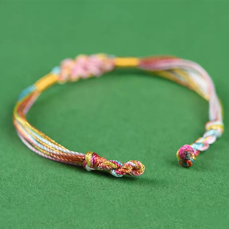 Buddha Stones Colorful Rope Peach Blossom Knot Zongzi Braided Bracelet - image 2