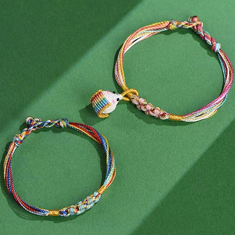 Buddha Stones Colorful Rope Peach Blossom Knot Zongzi Braided Bracelet - image 12