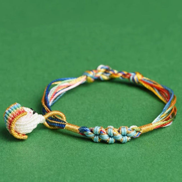 Buddha Stones Colorful Rope Peach Blossom Knot Zongzi Braided Bracelet - Cartoon Zongzi-Blue - 7.9in(20cm) - image 13