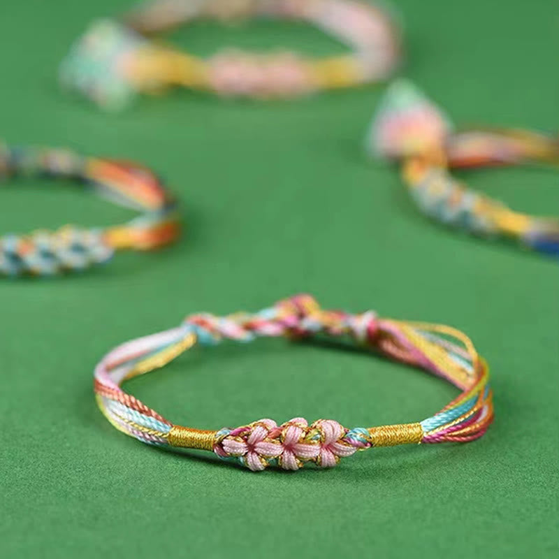 Buddha Stones Colorful Rope Peach Blossom Knot Zongzi Braided Bracelet - image 1