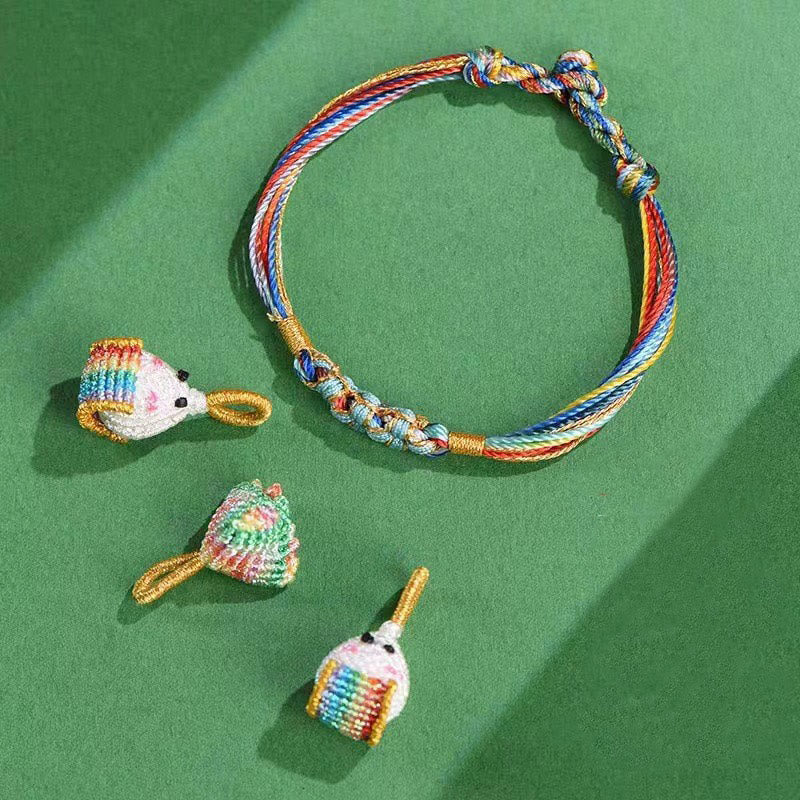 Buddha Stones Colorful Rope Peach Blossom Knot Zongzi Braided Bracelet - image 15