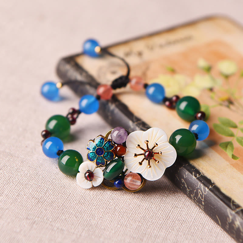 Buddha Stones Agate Shell Flower Support Bracelet - image 1
