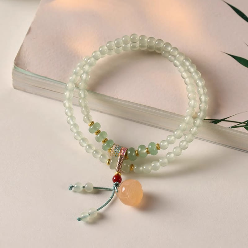 Buddha Stones Multiple Circles Natural Aventurine Glass Lotus Pods Lucky Bamboo Positivity Bracelet - image 2