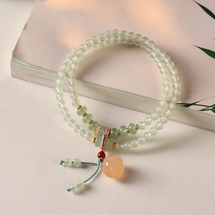 Buddha Stones Multiple Circles Natural Aventurine Glass Lotus Pods Lucky Bamboo Positivity Bracelet - image 2
