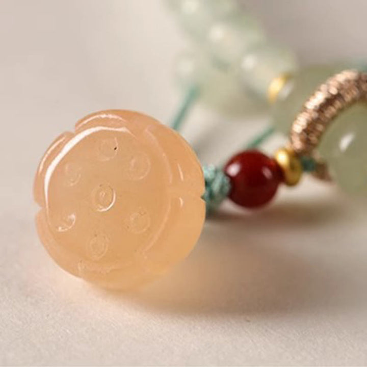 Buddha Stones Multiple Circles Natural Aventurine Glass Lotus Pods Lucky Bamboo Positivity Bracelet - image 12