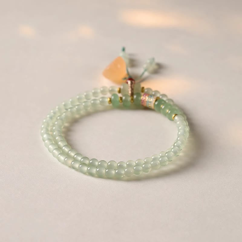 Buddha Stones Multiple Circles Natural Aventurine Glass Lotus Pods Lucky Bamboo Positivity Bracelet - image 7