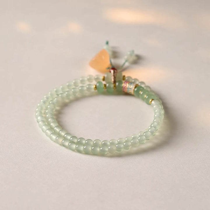 Buddha Stones Multiple Circles Natural Aventurine Glass Lotus Pods Lucky Bamboo Positivity Bracelet - image 7