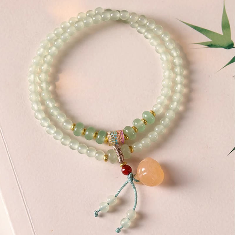 Buddha Stones Multiple Circles Natural Aventurine Glass Lotus Pods Lucky Bamboo Positivity Bracelet - image 1