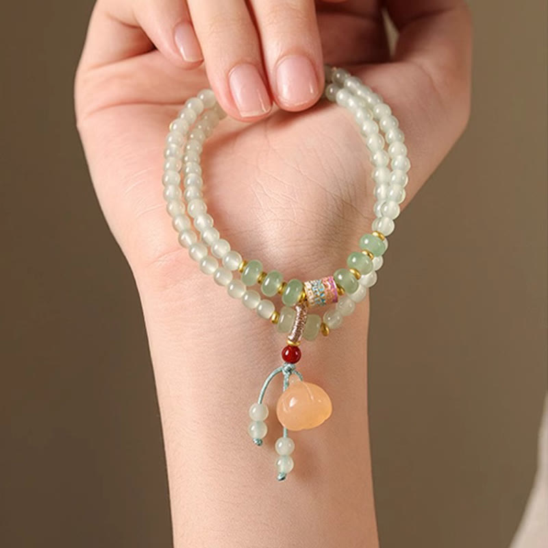 Buddha Stones Multiple Circles Natural Aventurine Glass Lotus Pods Lucky Bamboo Positivity Bracelet - image 8