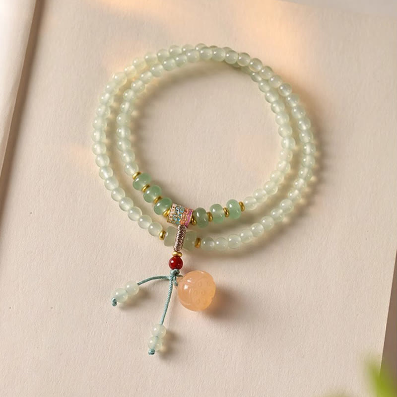 Buddha Stones Multiple Circles Natural Aventurine Glass Lotus Pods Lucky Bamboo Positivity Bracelet - image 6