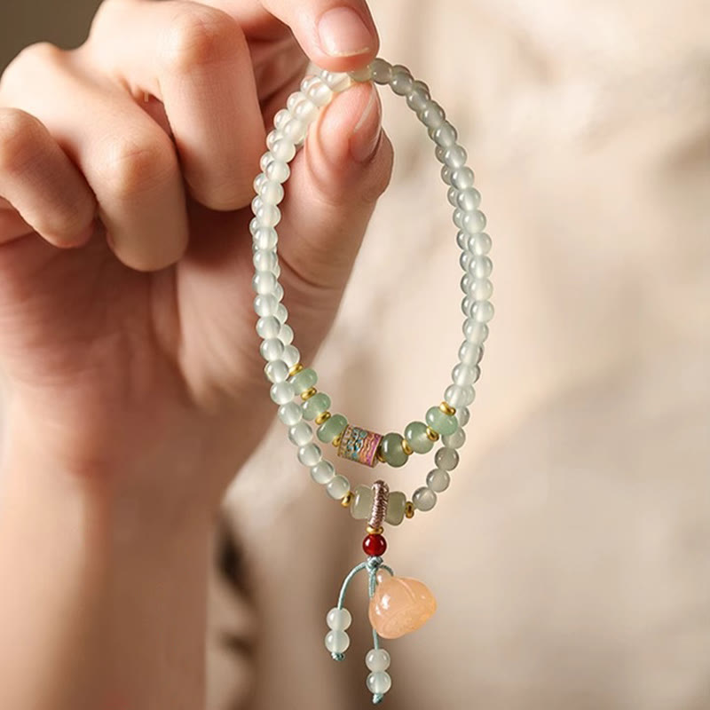 Buddha Stones Multiple Circles Natural Aventurine Glass Lotus Pods Lucky Bamboo Positivity Bracelet - image 10
