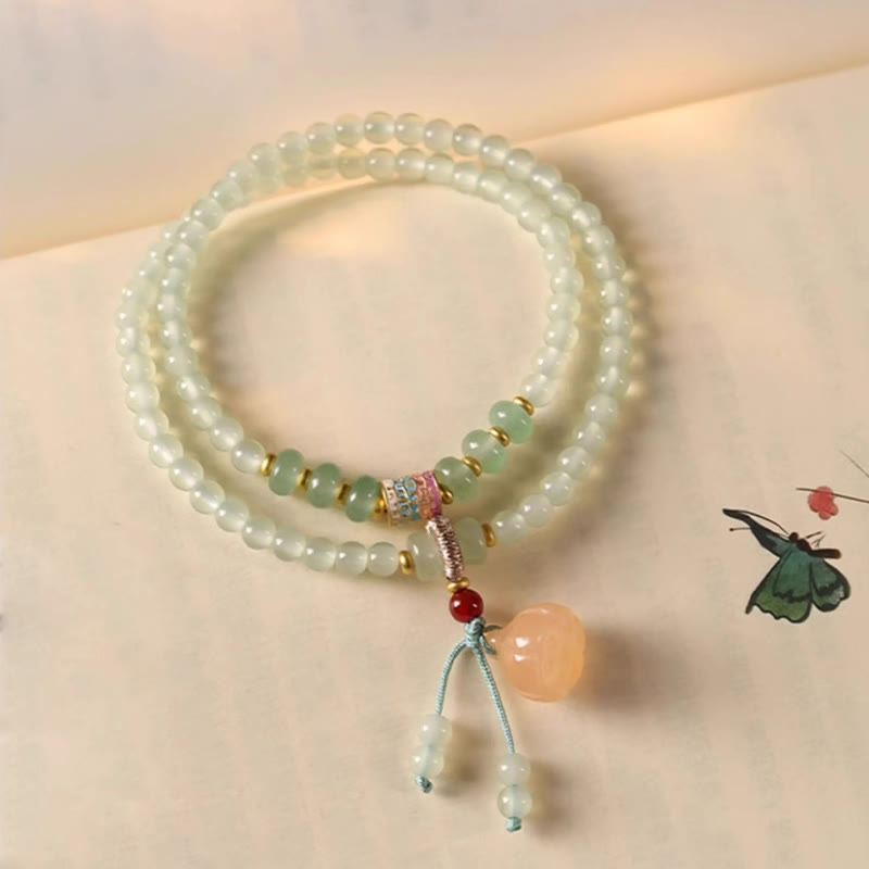 Buddha Stones Multiple Circles Natural Aventurine Glass Lotus Pods Lucky Bamboo Positivity Bracelet - image 3