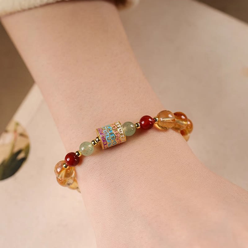 Buddha Stones Natural Citrine Colorful Prayer Wheel Creativity Bracelet - image 4