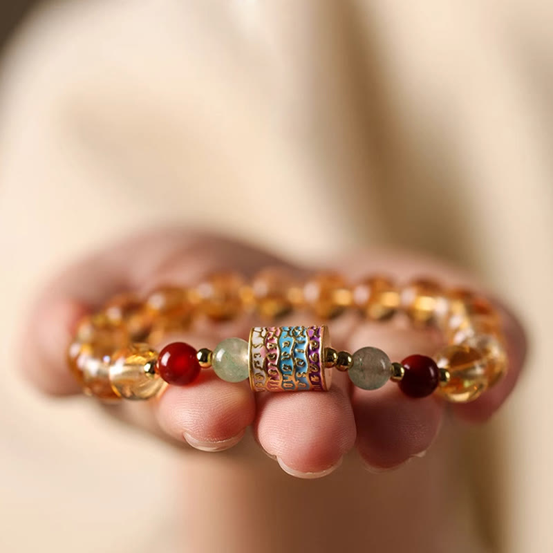 Buddha Stones Natural Citrine Colorful Prayer Wheel Creativity Bracelet - image 7