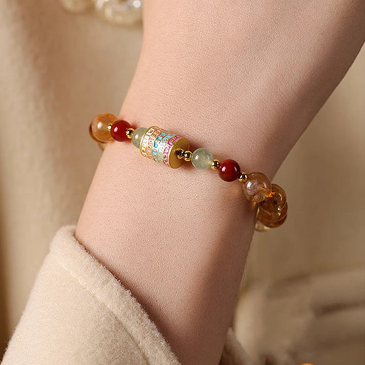Buddha Stones Natural Citrine Colorful Prayer Wheel Creativity Bracelet - image 8