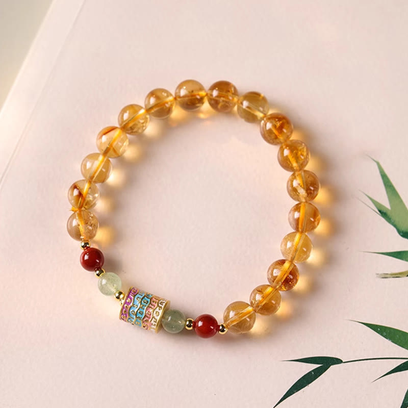 Buddha Stones Natural Citrine Colorful Prayer Wheel Creativity Bracelet - Citrine(Wrist Circumference: 5.9-6.7in) - image 0