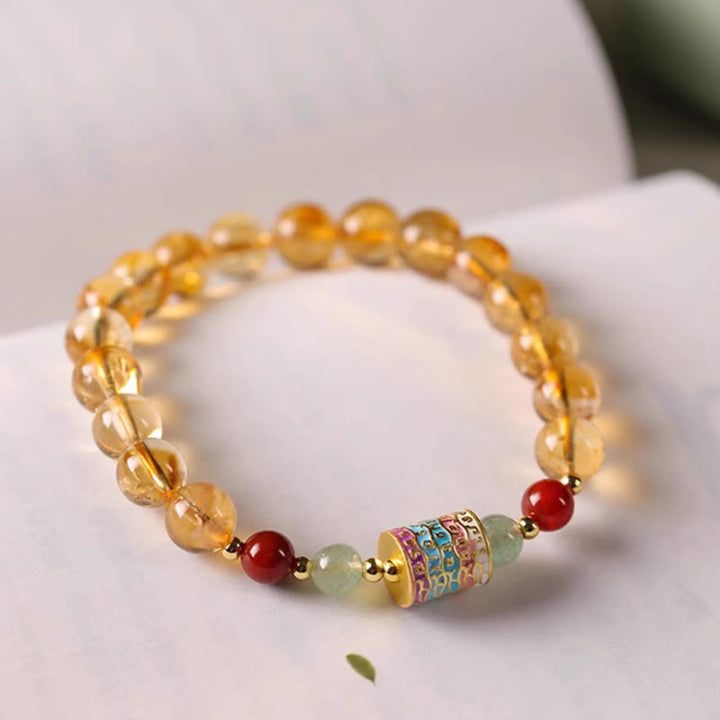 Buddha Stones Natural Citrine Colorful Prayer Wheel Creativity Bracelet - image 3