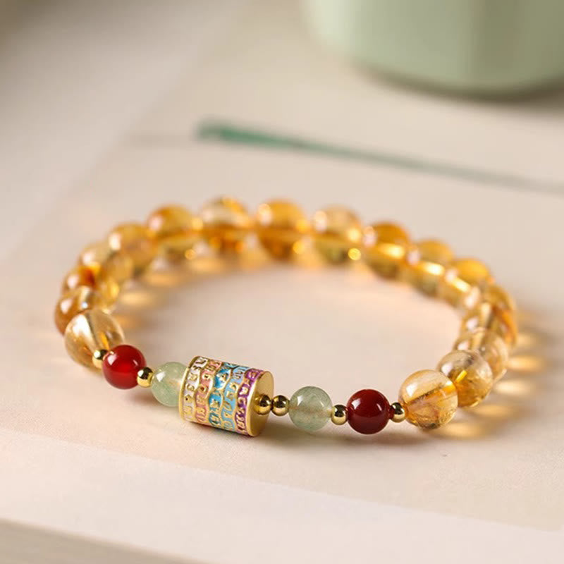 Buddha Stones Natural Citrine Colorful Prayer Wheel Creativity Bracelet - image 1