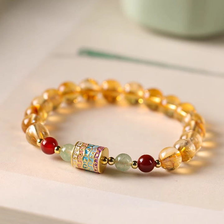 Buddha Stones Natural Citrine Colorful Prayer Wheel Creativity Bracelet - image 1