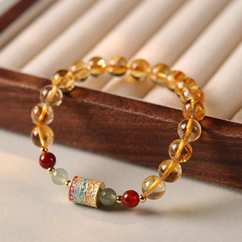 Buddha Stones Natural Citrine Colorful Prayer Wheel Creativity Bracelet - image 6