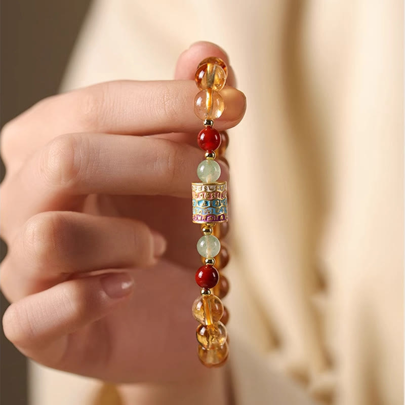 Buddha Stones Natural Citrine Colorful Prayer Wheel Creativity Bracelet - image 9