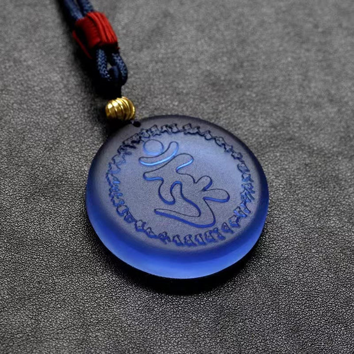 Buddha Stones Tibet Shurangama Mantra Liuli Crystal Necklace Pendant - image 3