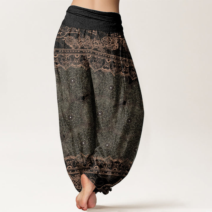 Buddha Stones Pure Cotton Elegant Mandala Flowers Design Women's Elastic Waist Harem Pants - image 10