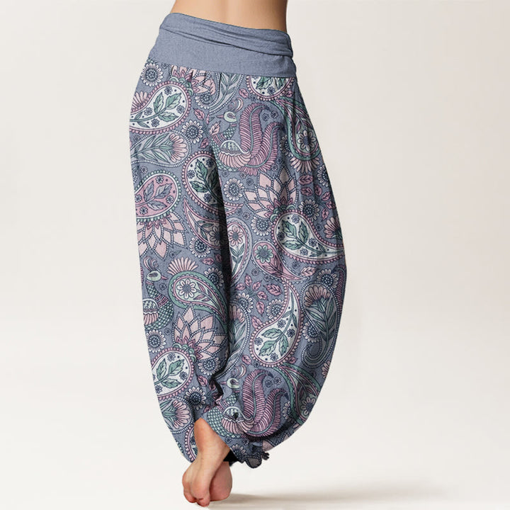 Buddha Stones Pure Cotton Cashew Flower Peacock Sunflower Design Women's Elastic Waist Harem Pants - image 9