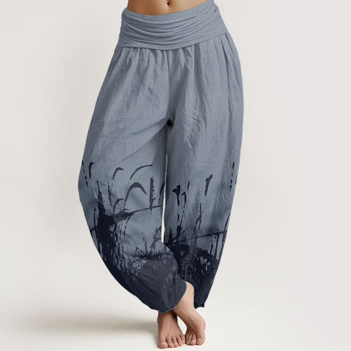Buddha Stones Pure Cotton Wild Grass Pattern Women's Elastic Waist Harem Pants - CornflowerBlue - US22，UK/AU26，EU54 (6XL) - image 5