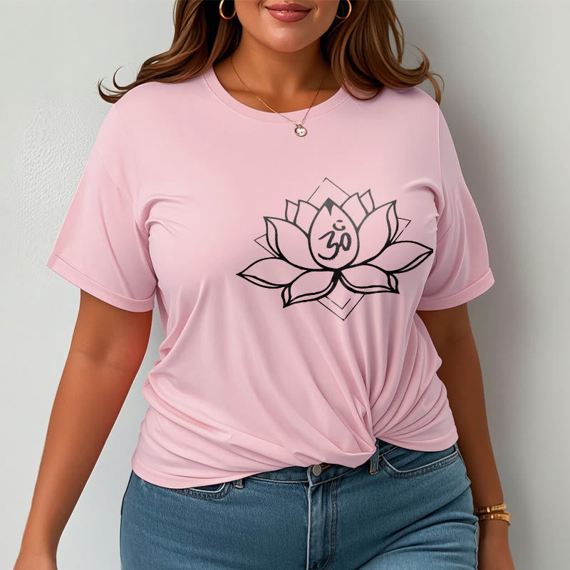Buddha Stones Blooming Lotus Om Sanskrit Pattern Cotton Tee T-shirt - image 13