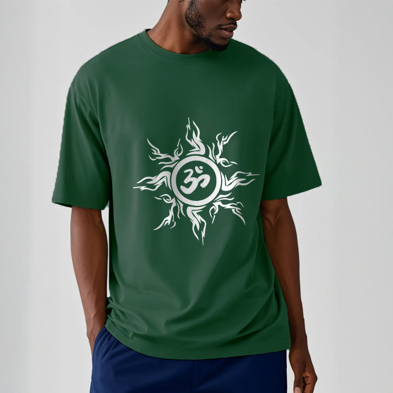 Buddha Stones Sunburst Pattern Surrounding An Om Symbol Pattern Cotton Tee T-shirt - image 11