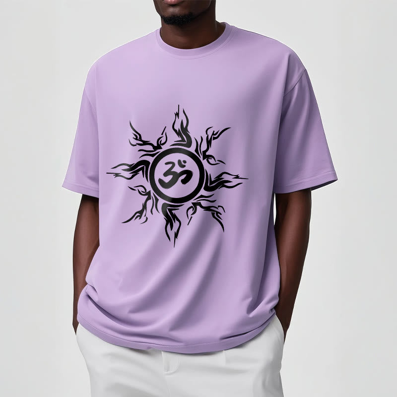 Buddha Stones Sunburst Pattern Surrounding An Om Symbol Pattern Cotton Tee T-shirt - image 17