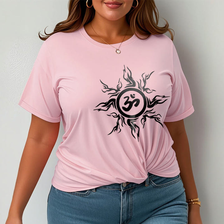 Buddha Stones Sunburst Pattern Surrounding An Om Symbol Pattern Cotton Tee T-shirt - image 13