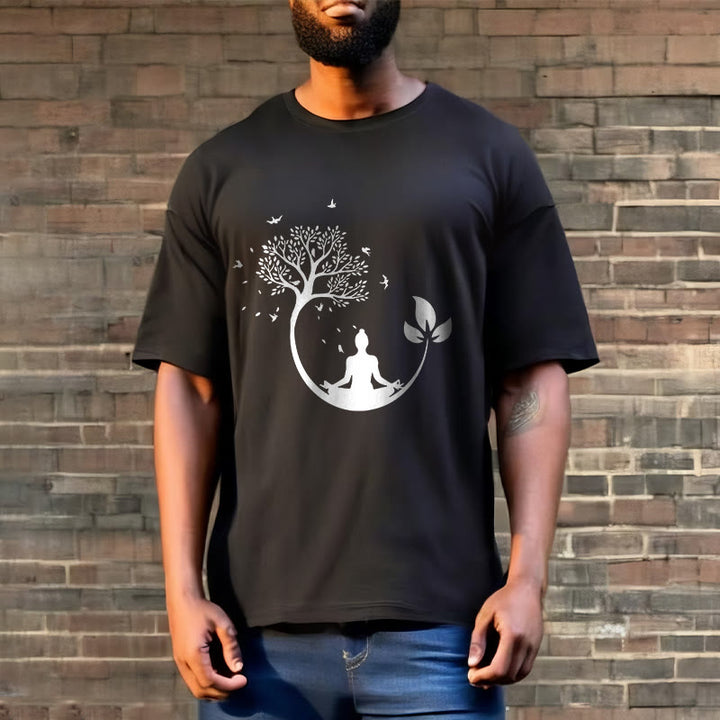 Buddha Stones Buddha Meditating In A Tree Pattern Cotton Tee T-shirt - image 6