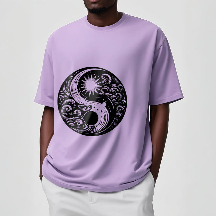 Buddha Stones Sun Moon Waves Yin Yang Pattern Cotton Tee T-shirt - image 17