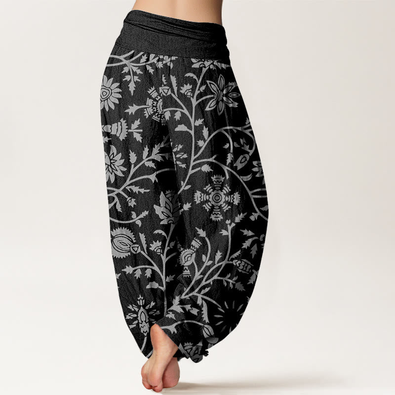 Buddha Stones Casual Floral Branches Flowing Vines Pattern Women's Elastic Waist Harem Pants - image 9