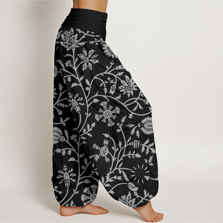 Buddha Stones Casual Floral Branches Flowing Vines Pattern Women's Elastic Waist Harem Pants - image 8