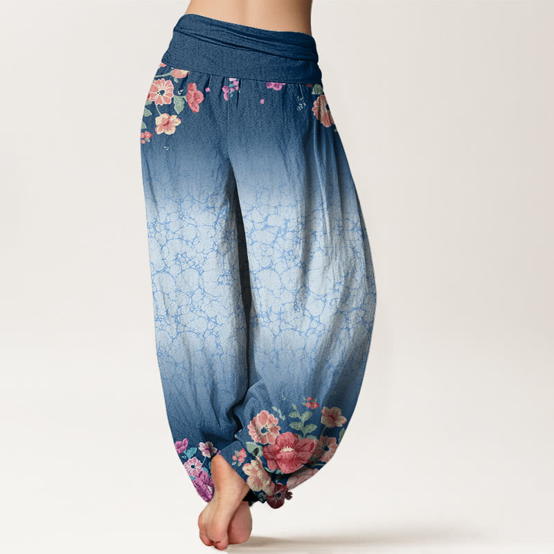 Buddha Stones Casual Floral Leafy Branch Flowing Vines Pattern Women's Elastic Waist Harem Pants - image 9
