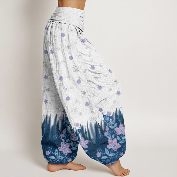 Buddha Stones Casual Floral Leaf Grass Pattern Women's Elastic Waist Harem Pants - image 5