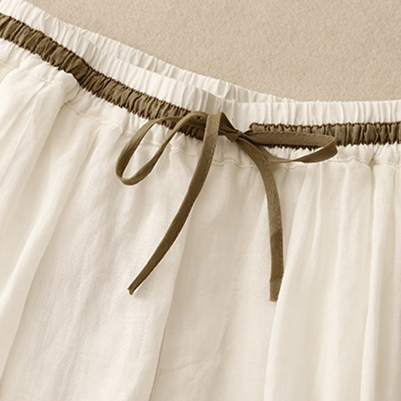 Buddha Stones Vintage Summer Casual Color Matching Drawstring Women's Harem Pants With Pockets - image 1