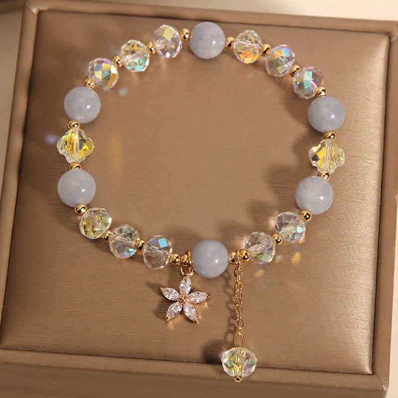 Buddha Stones Natural Aquamarine Crystal Zircon Flower Peace Healing Bracelet - image 4
